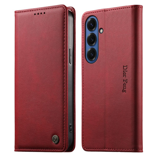 Galaxy S26+ Handyhülle – DIERFENG DF-019 Leder-Geldbörse mit magnetischem Klappdeckel und Kartenfächern, RFID-blockierend