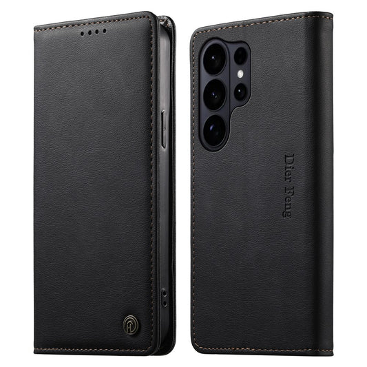 Galaxy S26 Ultra Handyhülle – DIERFENG DF-019 Leder-Geldbörse mit magnetischem Klappdeckel und Kartenfächern, RFID-blockierend