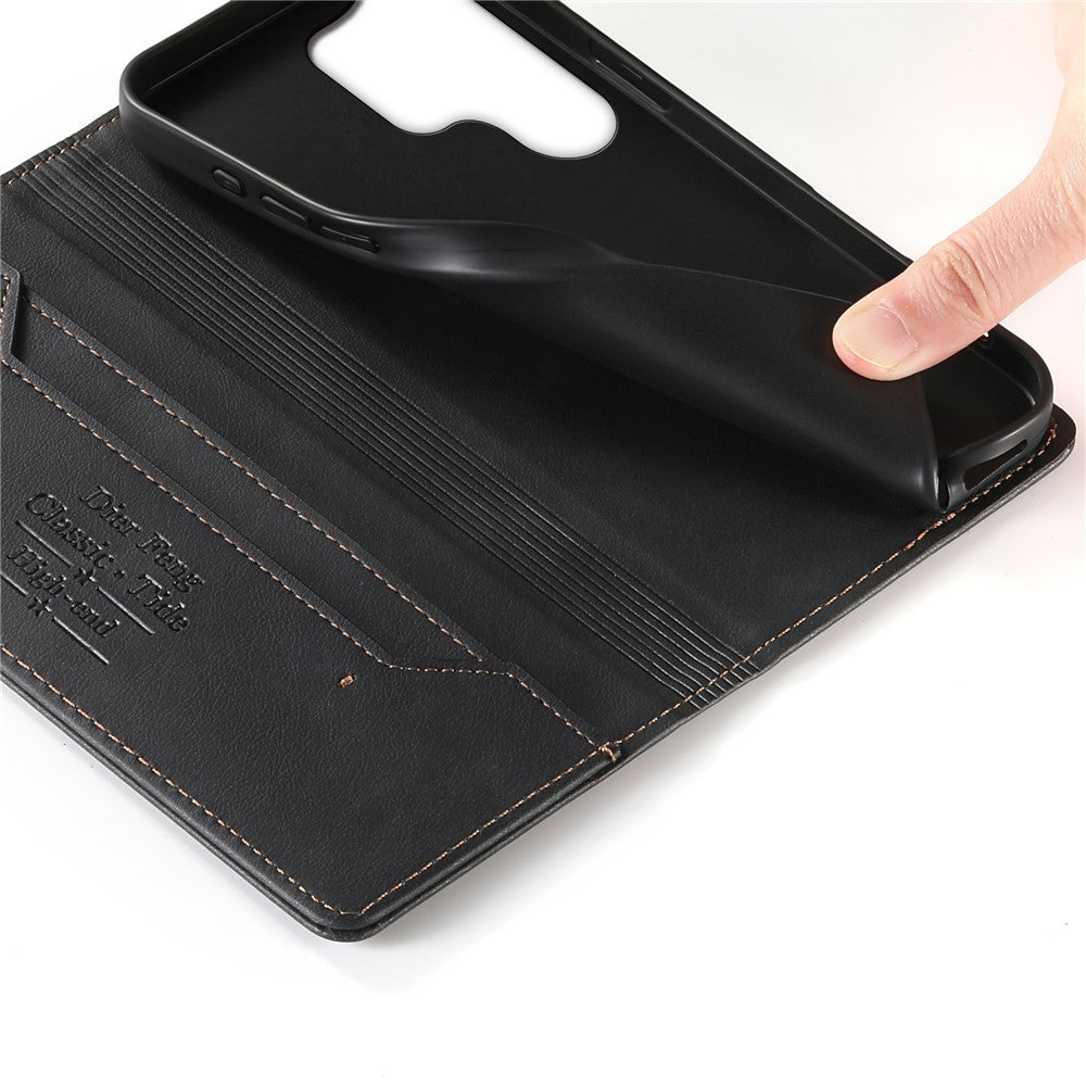 DIERFENG DF-019 for Samsung Galaxy S26 Ultra Leather Wallet Case Magnetic Flip Cover with Card Slots RFID Blocking