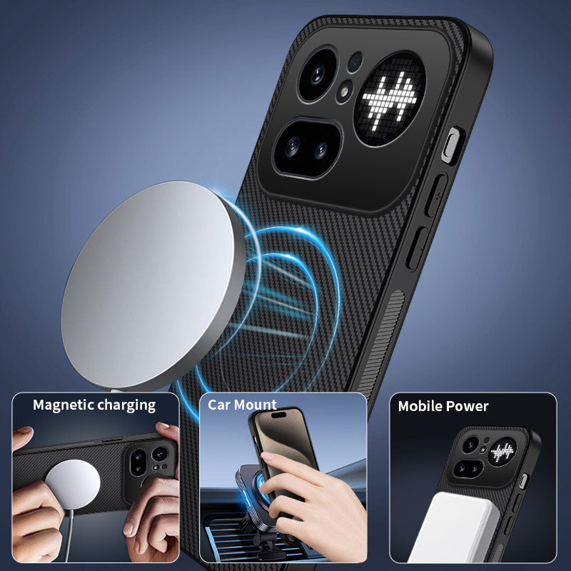 WANLONFENG For Nothing Phone (4a) Pro TQ Series Magnetic Case Carbon Fiber Texture PC TPU Phone Cover