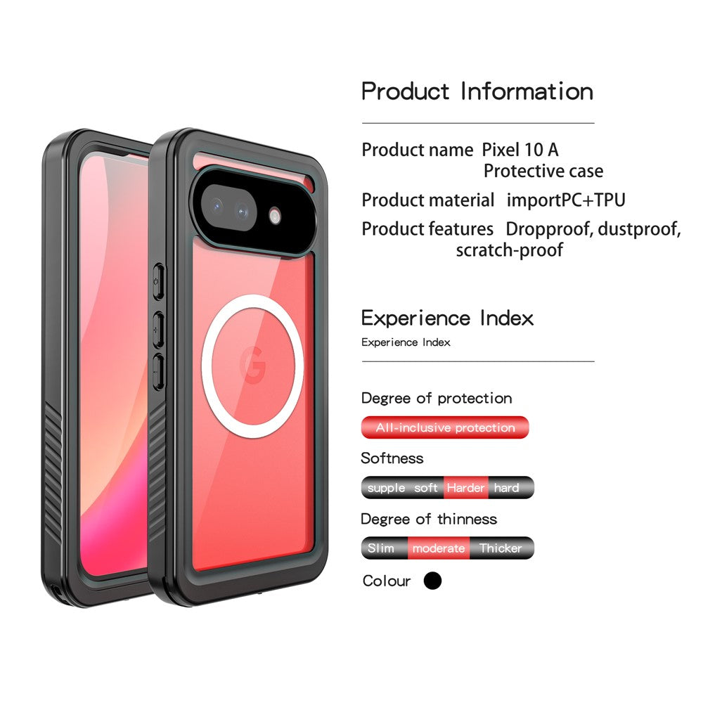 REDPEPPER FS Series For Google Pixel 10a IPX8 Waterproof Case PC TPU PET Clear Magnetic Phone Cover
