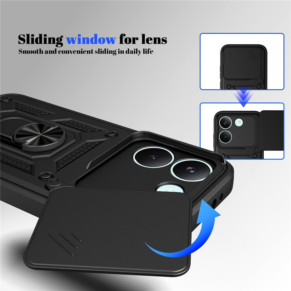 For Xiaomi Poco X8 Pro 5G Case with Slide Camera Lid PC + TPU Kickstand Phone Cover