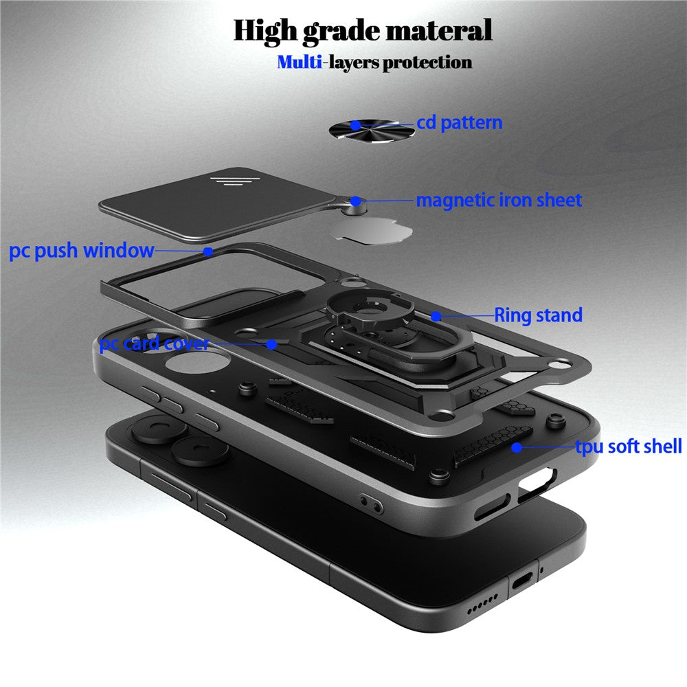 For Xiaomi Poco X8 Pro 5G Case with Slide Camera Lid PC + TPU Kickstand Phone Cover