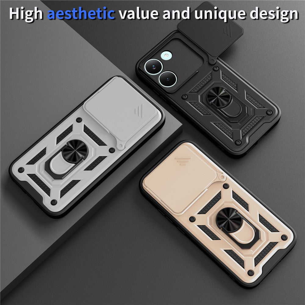 For Xiaomi Poco X8 Pro 5G Case with Slide Camera Lid PC + TPU Kickstand Phone Cover