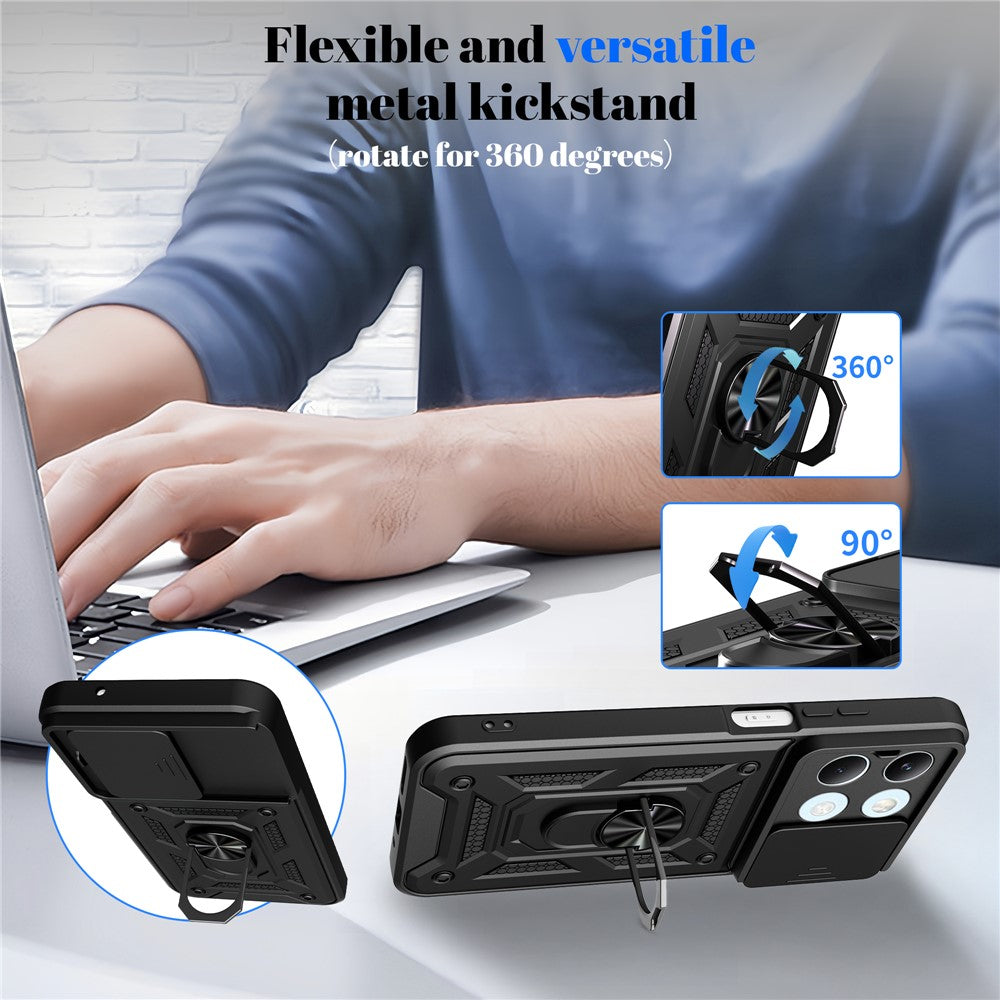 For Xiaomi Poco X8 Pro Max 5G Case with Slide Camera Lid PC + TPU Kickstand Phone Cover