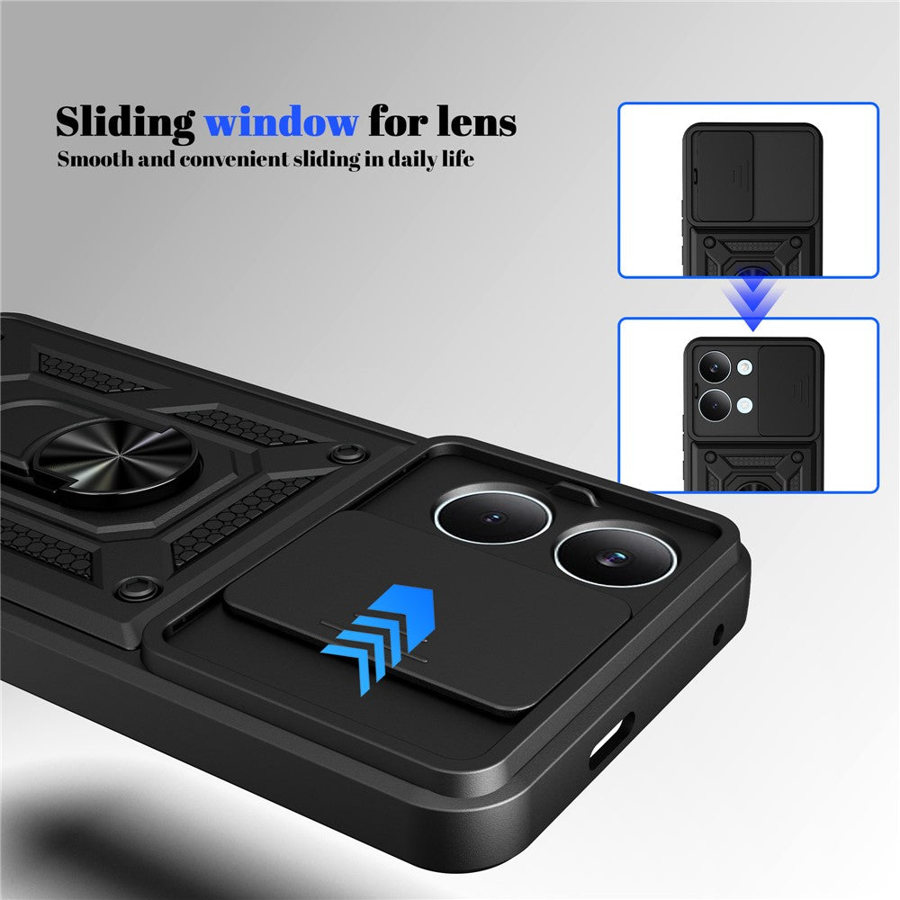 For Xiaomi Poco X8 Pro Max 5G Case with Slide Camera Lid PC + TPU Kickstand Phone Cover