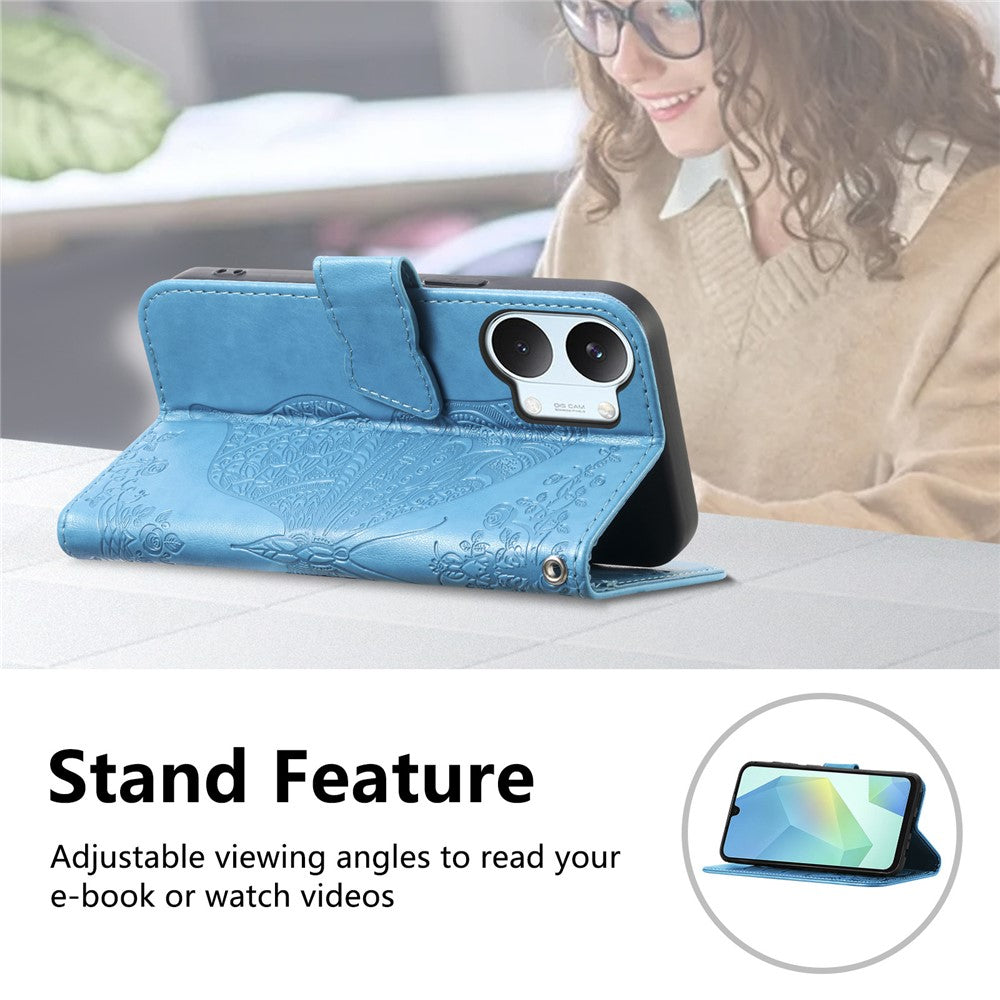 For Xiaomi Poco X8 Pro Max 5G  /  Redmi Turbo 5 Max 5G Case with Strap Butterfly Pattern PU Leather Wallet Phone Cover