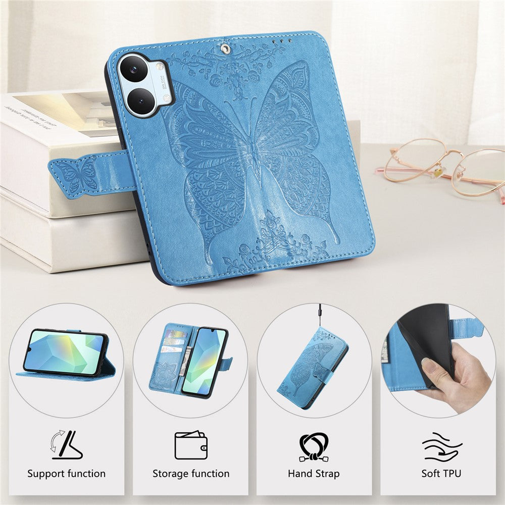 For Xiaomi Poco X8 Pro Max 5G  /  Redmi Turbo 5 Max 5G Case with Strap Butterfly Pattern PU Leather Wallet Phone Cover