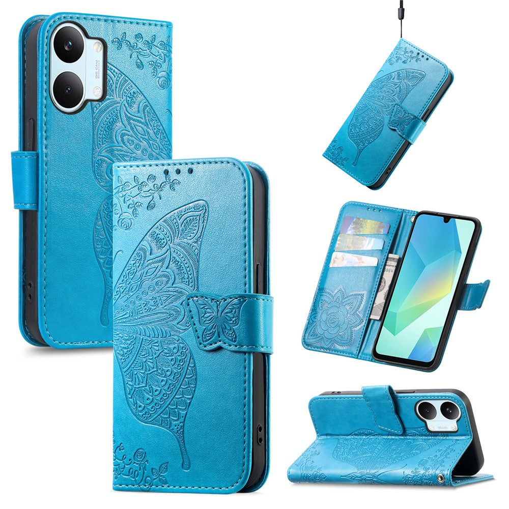 For Xiaomi Poco X8 Pro Max 5G  /  Redmi Turbo 5 Max 5G Case with Strap Butterfly Pattern PU Leather Wallet Phone Cover