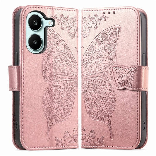 Case For Xiaomi Poco X8 Pro 5G  /  Redmi Turbo 5 5G Butterfly Pattern PU Leather Wallet Phone Cover with Strap