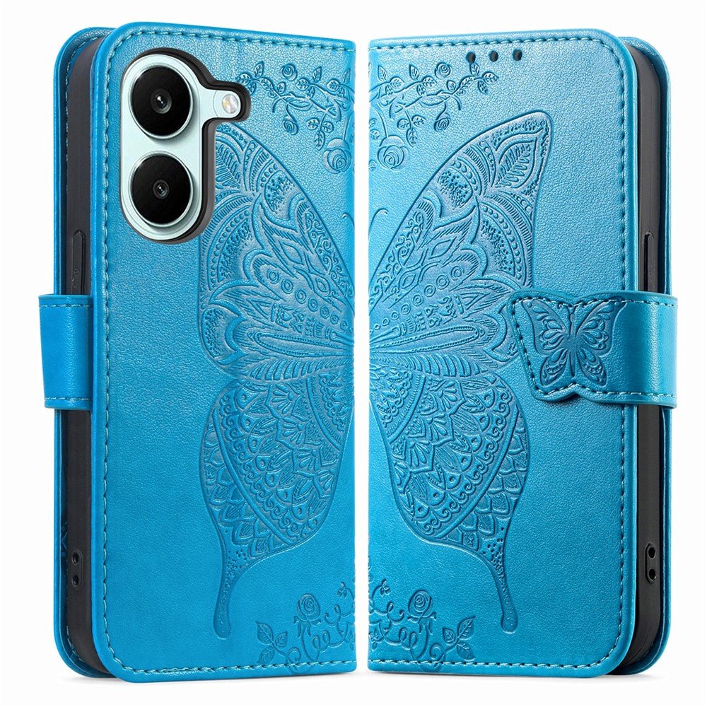 Case For Xiaomi Poco X8 Pro 5G  /  Redmi Turbo 5 5G Butterfly Pattern PU Leather Wallet Phone Cover with Strap