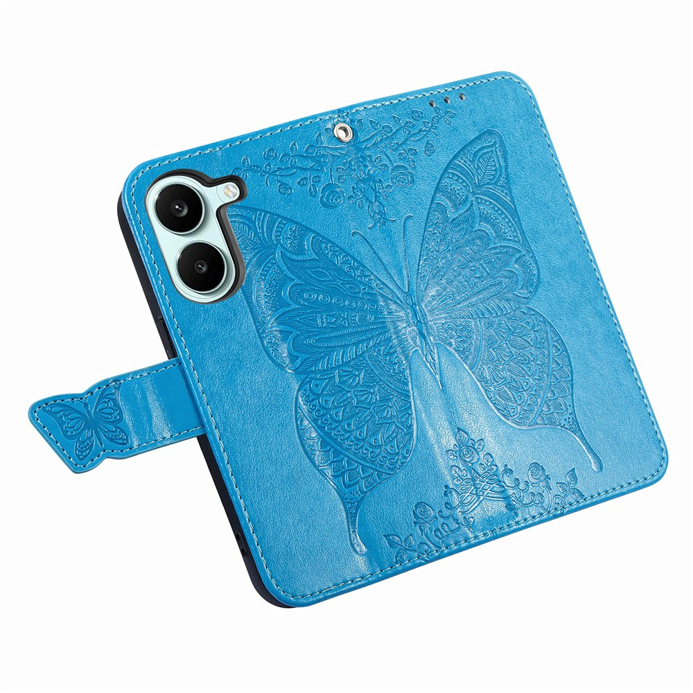 Case For Xiaomi Poco X8 Pro 5G  /  Redmi Turbo 5 5G Butterfly Pattern PU Leather Wallet Phone Cover with Strap