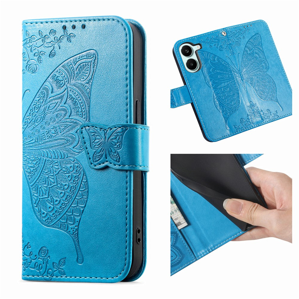 Case For Xiaomi Poco X8 Pro 5G  /  Redmi Turbo 5 5G Butterfly Pattern PU Leather Wallet Phone Cover with Strap