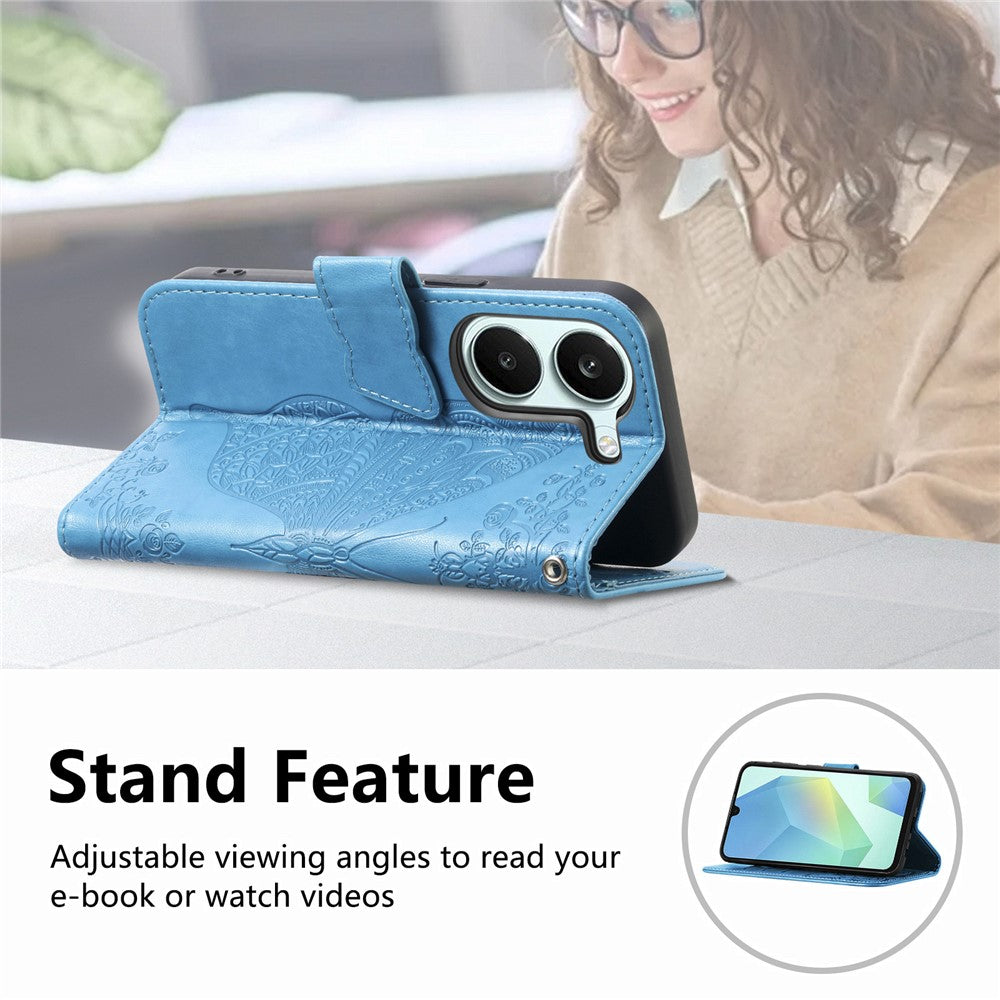 Case For Xiaomi Poco X8 Pro 5G  /  Redmi Turbo 5 5G Butterfly Pattern PU Leather Wallet Phone Cover with Strap
