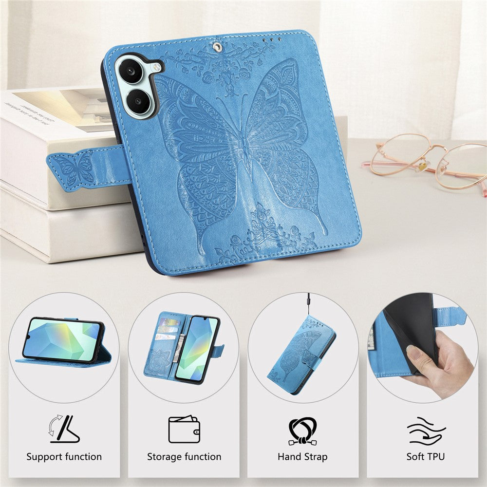 Case For Xiaomi Poco X8 Pro 5G  /  Redmi Turbo 5 5G Butterfly Pattern PU Leather Wallet Phone Cover with Strap