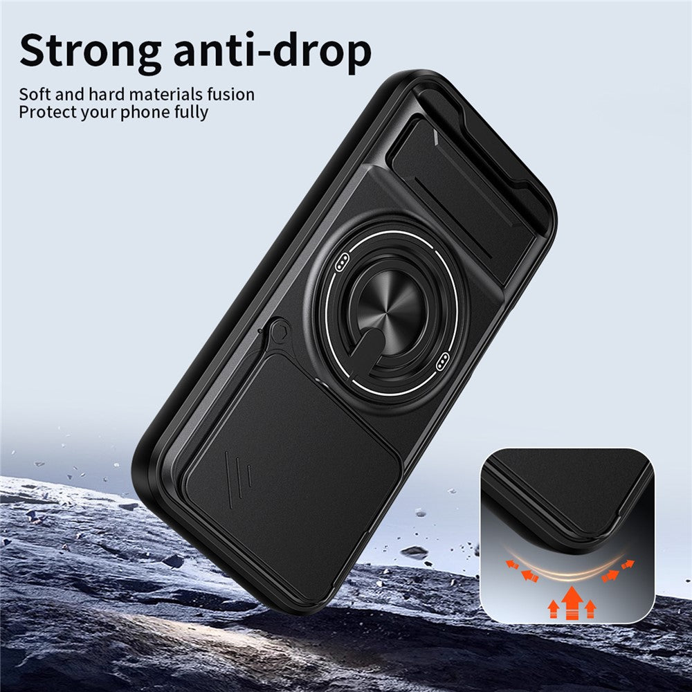 Magnetic Case For Honor 600 Lite 5G Ring Holder Foldable Kickstand TPU PC Phone Cover with Camera Lens Slider