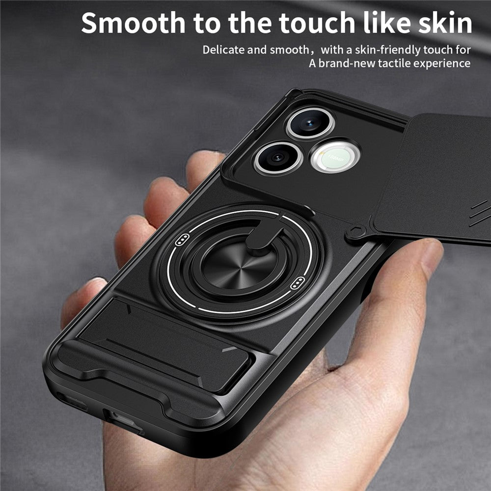 Magnetic Case For Honor 600 Lite 5G Ring Holder Foldable Kickstand TPU PC Phone Cover with Camera Lens Slider