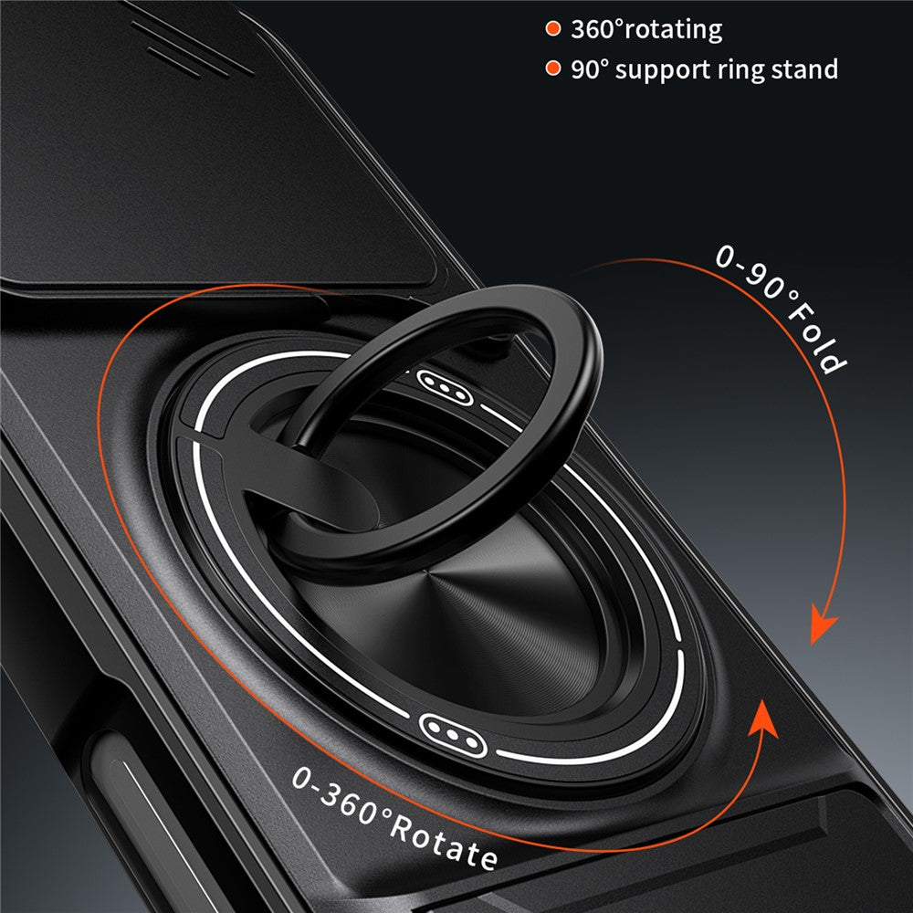 Magnetic Case For Honor 600 Lite 5G Ring Holder Foldable Kickstand TPU PC Phone Cover with Camera Lens Slider