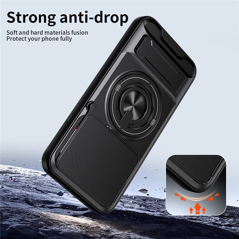 Magnetic Case For Nothing Phone (4a) Ring Holder Foldable Kickstand TPU PC Phone Cover with Camera Lens Slider