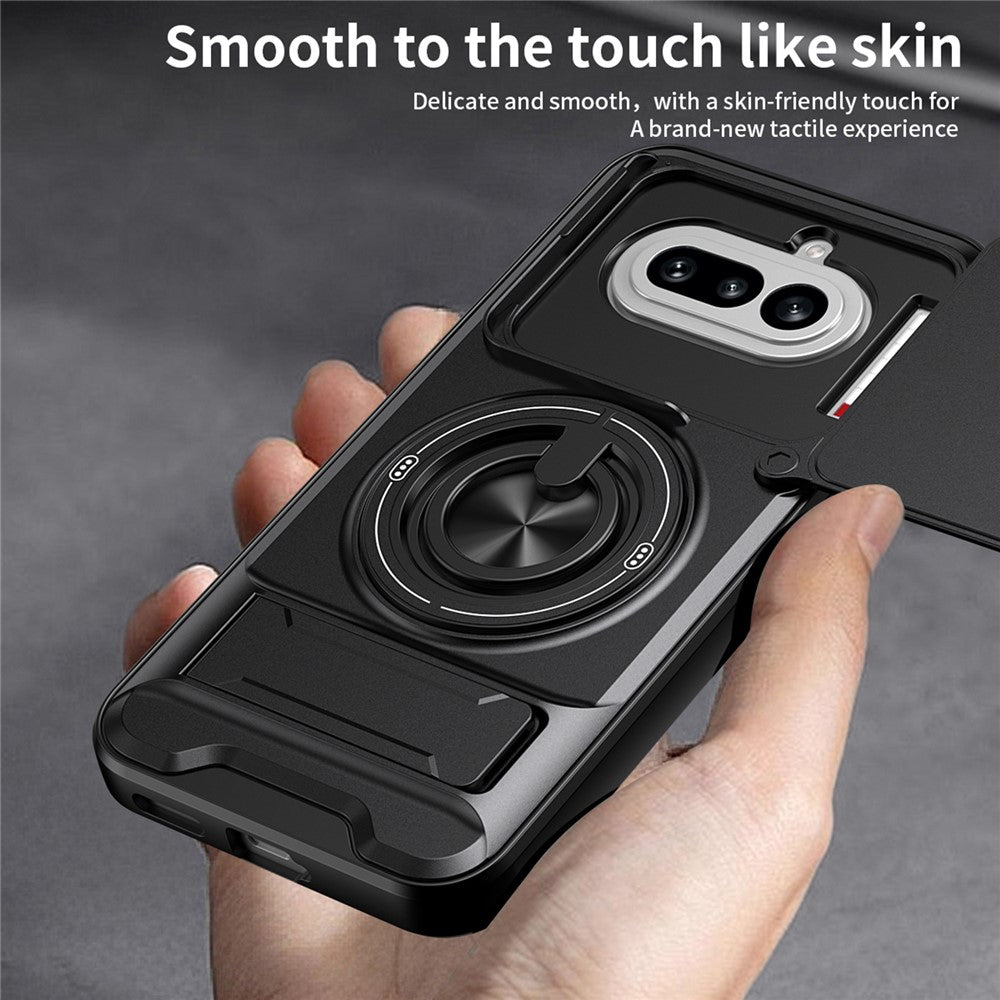 Magnetic Case For Nothing Phone (4a) Ring Holder Foldable Kickstand TPU PC Phone Cover with Camera Lens Slider