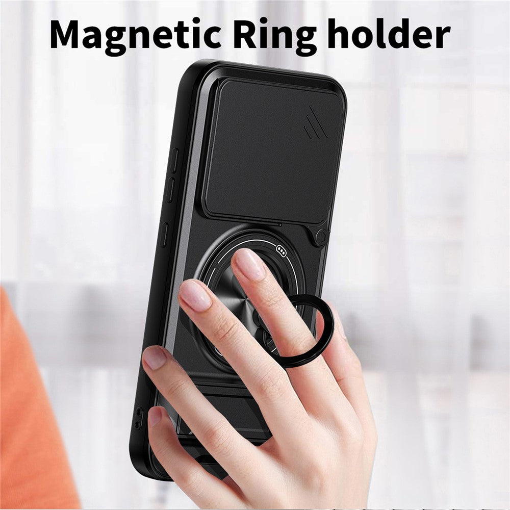 Magnetic Case For Nothing Phone (4a) Ring Holder Foldable Kickstand TPU PC Phone Cover with Camera Lens Slider