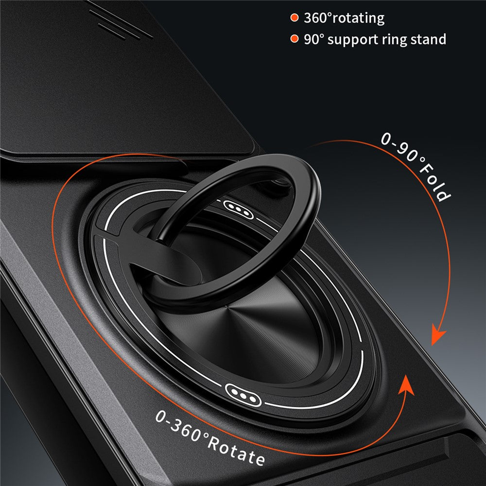 Magnetic Case For Nothing Phone (4a) Ring Holder Foldable Kickstand TPU PC Phone Cover with Camera Lens Slider