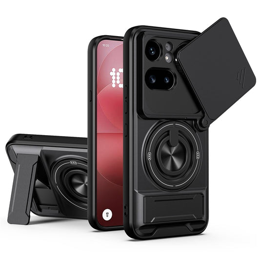 Magnetic Case For Nothing Phone (4a) Pro Ring Holder Foldable Kickstand TPU PC Phone Cover with Camera Lens Slider