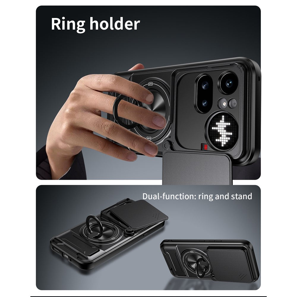 Magnetic Case For Nothing Phone (4a) Pro Ring Holder Foldable Kickstand TPU PC Phone Cover with Camera Lens Slider