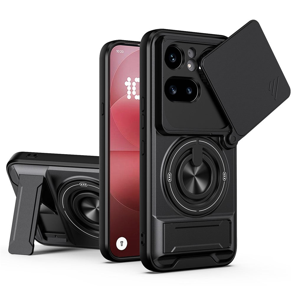 Magnetic Case For Nothing Phone (4a) Pro Ring Holder Foldable Kickstand TPU PC Phone Cover with Camera Lens Slider