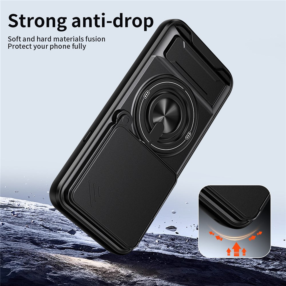 Magnetic Case For Nothing Phone (4a) Pro Ring Holder Foldable Kickstand TPU PC Phone Cover with Camera Lens Slider