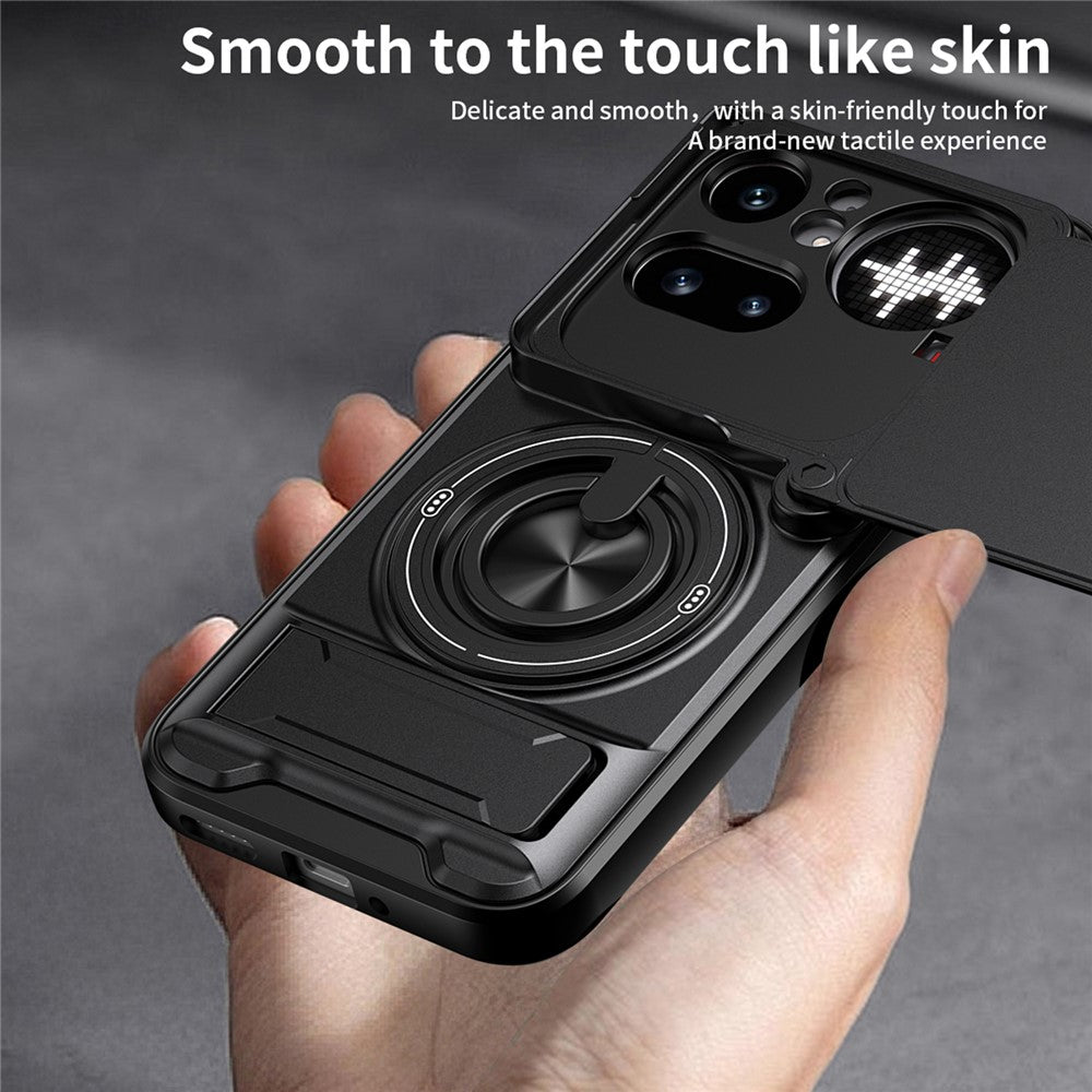 Magnetic Case For Nothing Phone (4a) Pro Ring Holder Foldable Kickstand TPU PC Phone Cover with Camera Lens Slider