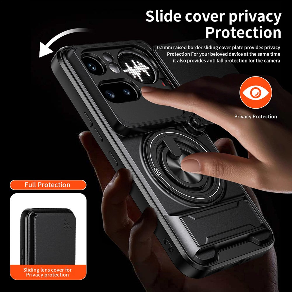 Magnetic Case For Nothing Phone (4a) Pro Ring Holder Foldable Kickstand TPU PC Phone Cover with Camera Lens Slider