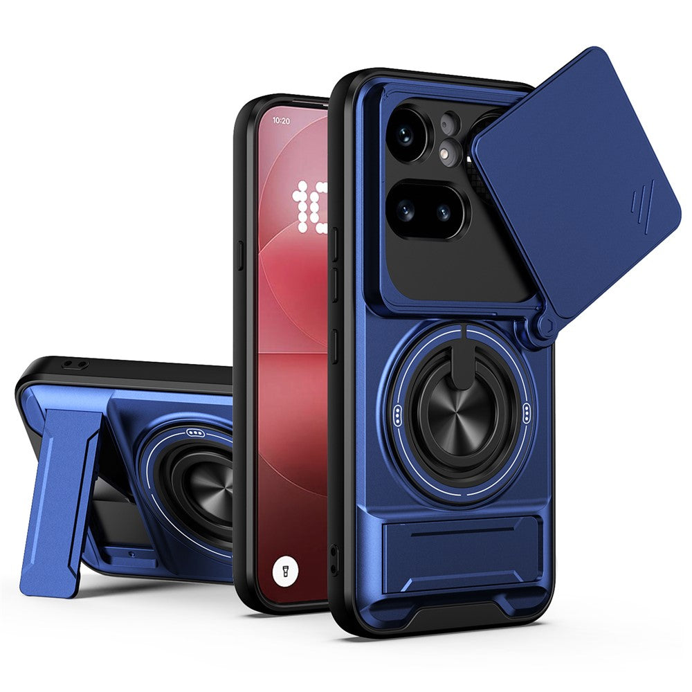 Magnetic Case For Nothing Phone (4a) Pro Ring Holder Foldable Kickstand TPU PC Phone Cover with Camera Lens Slider