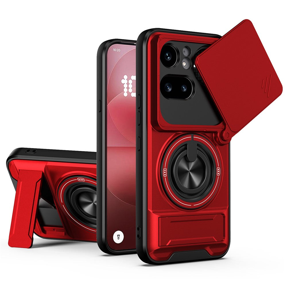 Magnetic Case For Nothing Phone (4a) Pro Ring Holder Foldable Kickstand TPU PC Phone Cover with Camera Lens Slider