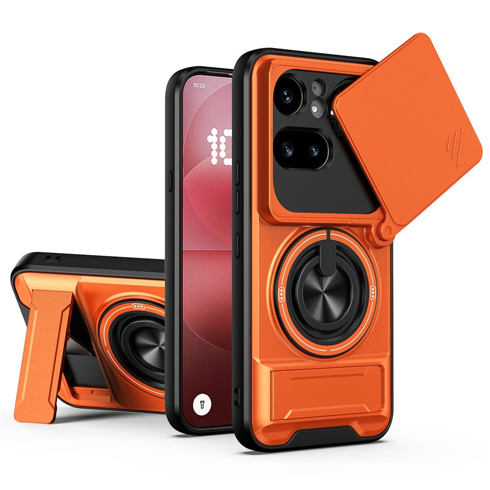 Magnetic Case For Nothing Phone (4a) Pro Ring Holder Foldable Kickstand TPU PC Phone Cover with Camera Lens Slider