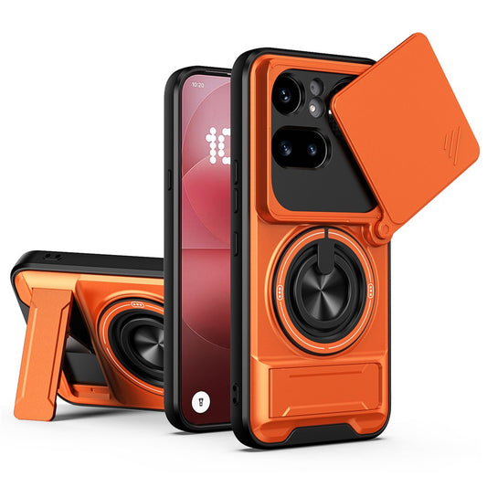 Magnetic Case For Nothing Phone (4a) Pro Ring Holder Foldable Kickstand TPU PC Phone Cover with Camera Lens Slider