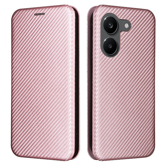 Phone Case For Xiaomi Poco X8 Pro 5G  /  Redmi Turbo 5 5G Carbon Fiber Texture Drop-Proof PU Leather Phone Cover