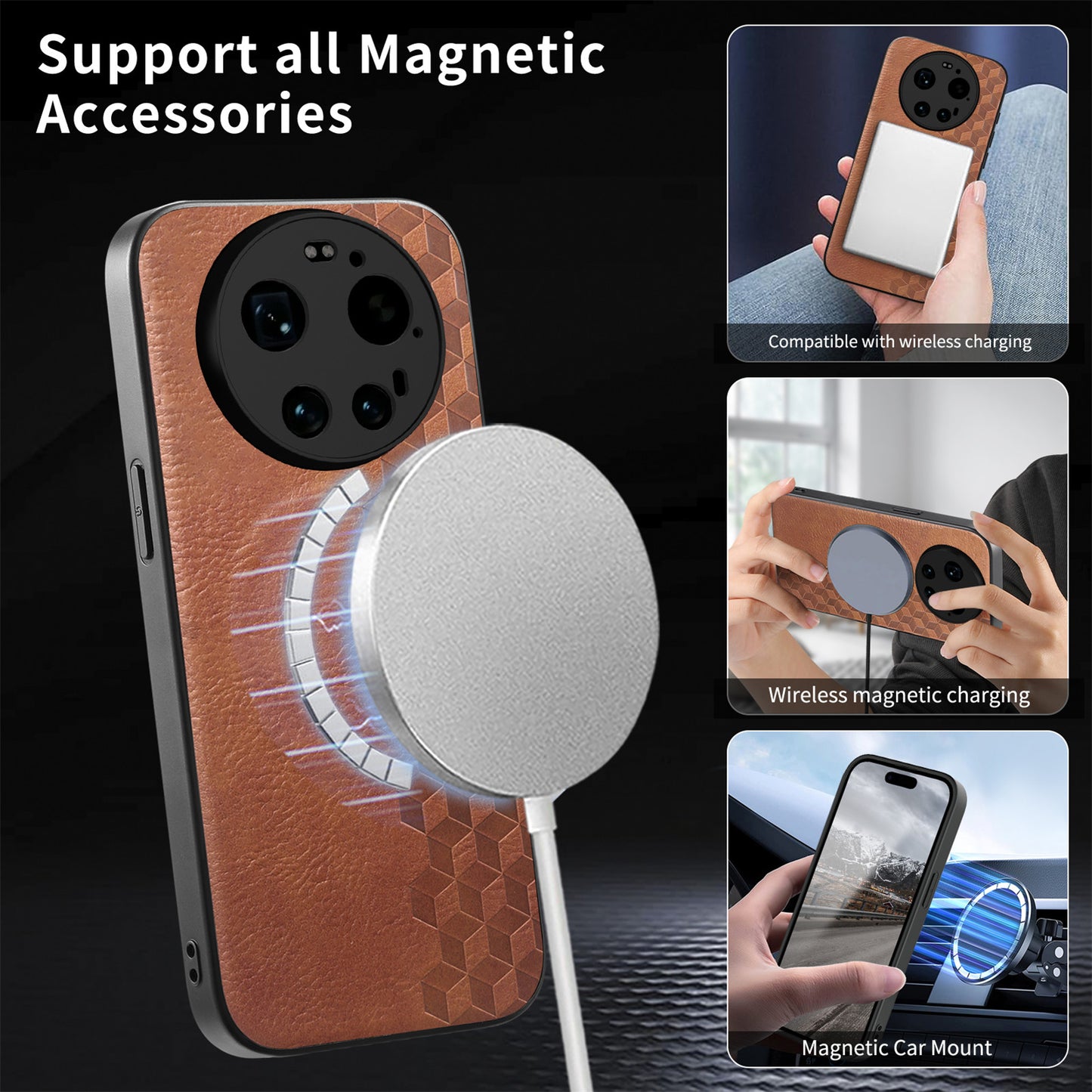 Xiaomi 17 Ultra 5G – Magnetische Handyhülle aus PC und PU-Leder