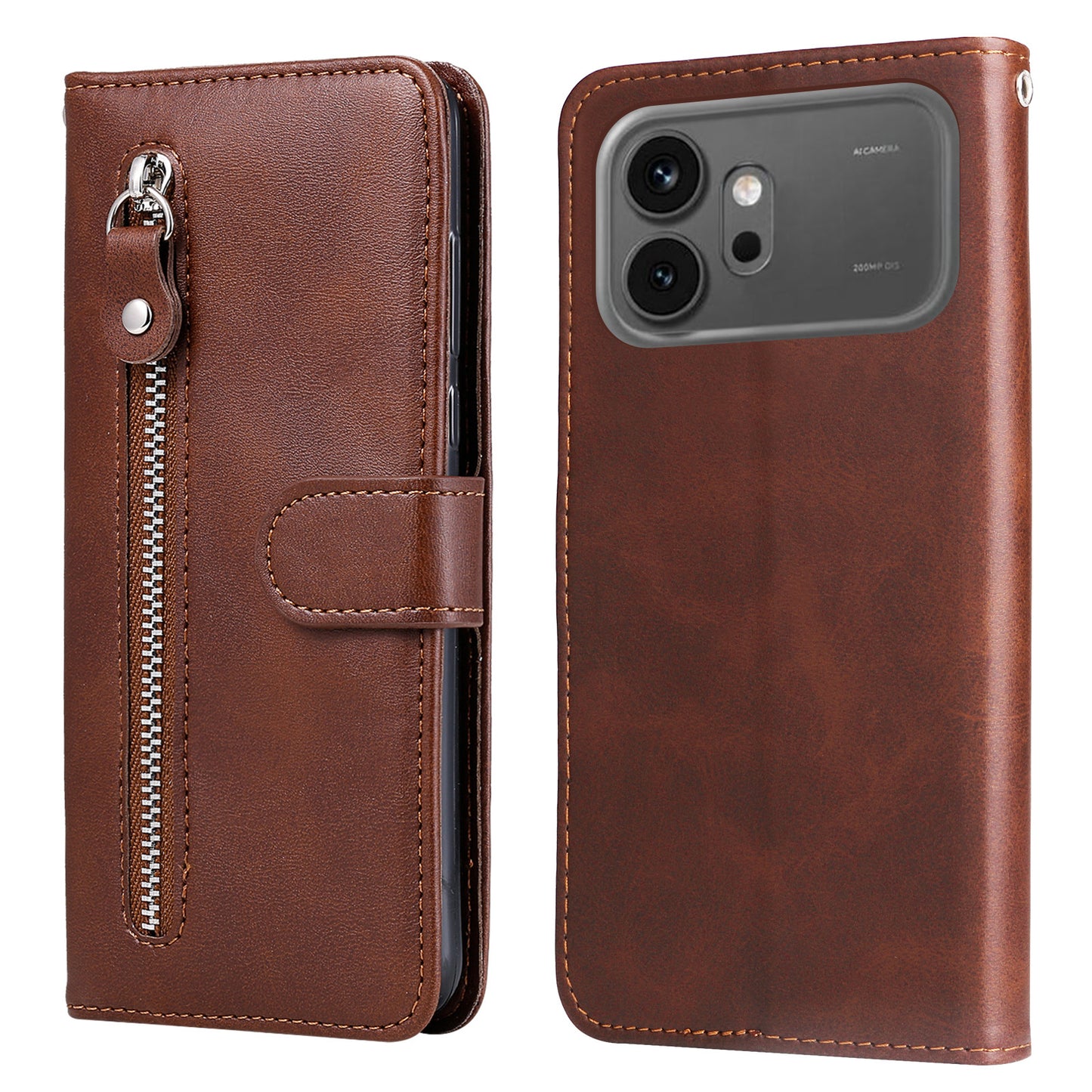 For Honor 600 Pro 5G / Honor 600 5G PU Leather Cases with Zipper Pocket Wallet Phone Cover Stand