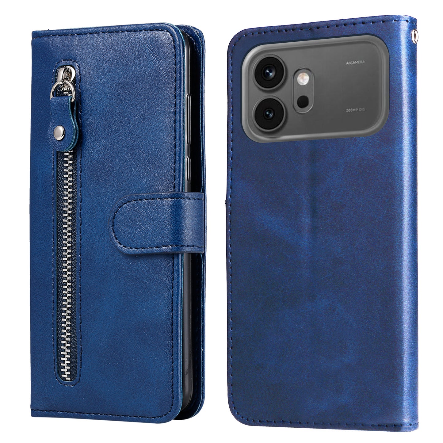 For Honor 600 Pro 5G / Honor 600 5G PU Leather Cases with Zipper Pocket Wallet Phone Cover Stand