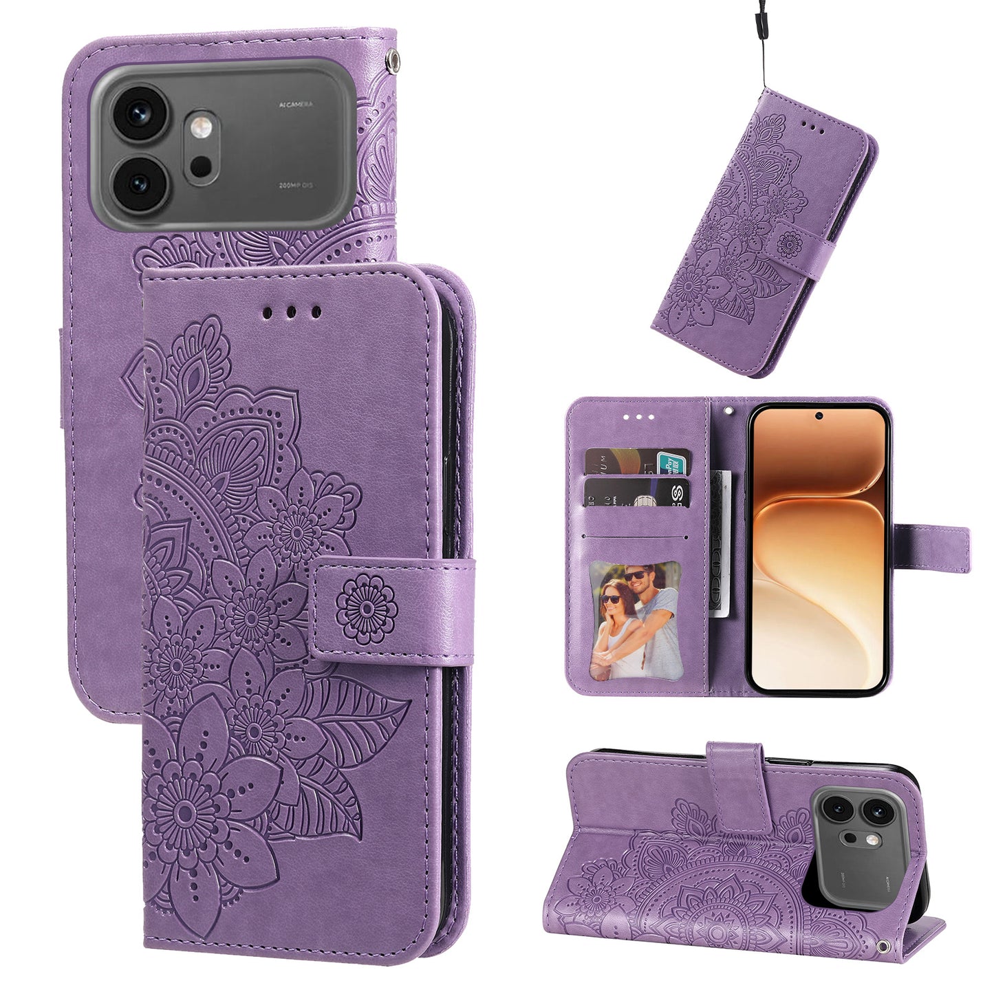 For Honor 600 Pro 5G / Honor 600 5G Case Floral Pattern PU Leather Wallet Stand Phone Cover