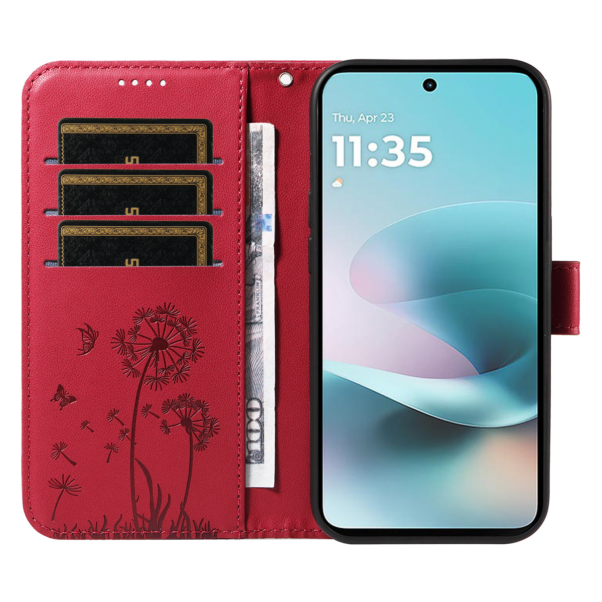 For Nothing Phone (4a) Leather Wallet Case with Strap Dandelion Imprint Phone Stand Cover