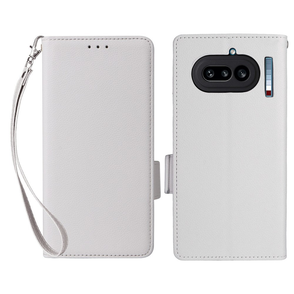 Nothing Phone (4a) Wallet-Handyhülle – Aus PU-Leder & Litschi-Textur, mit Ständer & Tragegurt