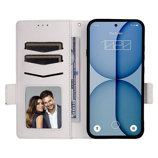 Nothing Phone (4a) Wallet-Handyhülle – Aus PU-Leder & Litschi-Textur, mit Ständer & Tragegurt