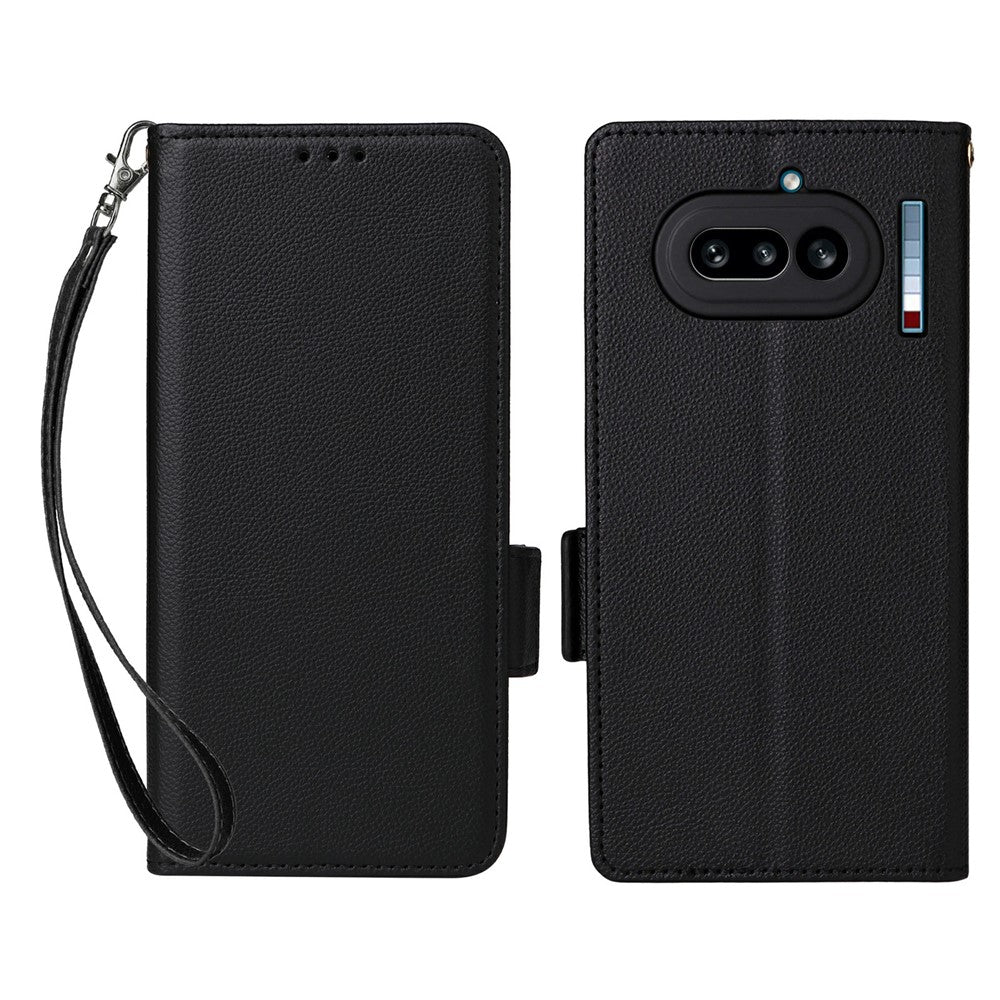 Nothing Phone (4a) Wallet-Handyhülle – Aus PU-Leder & Litschi-Textur, mit Ständer & Tragegurt