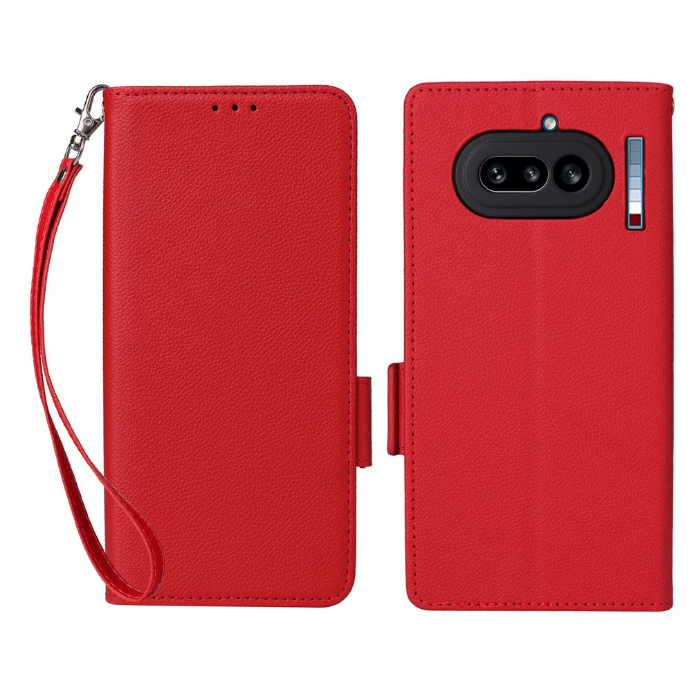 Nothing Phone (4a) Wallet-Handyhülle – Aus PU-Leder & Litschi-Textur, mit Ständer & Tragegurt