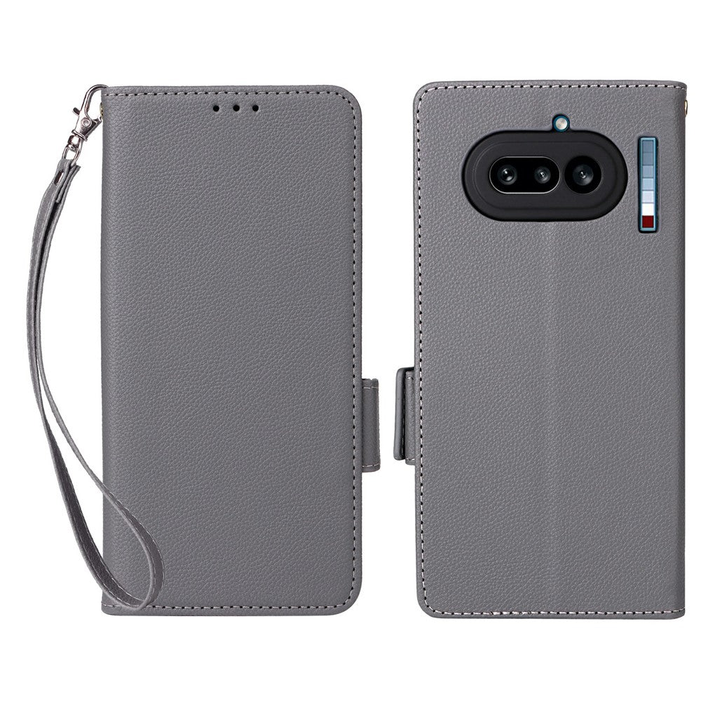 Nothing Phone (4a) Wallet-Handyhülle – Aus PU-Leder & Litschi-Textur, mit Ständer & Tragegurt