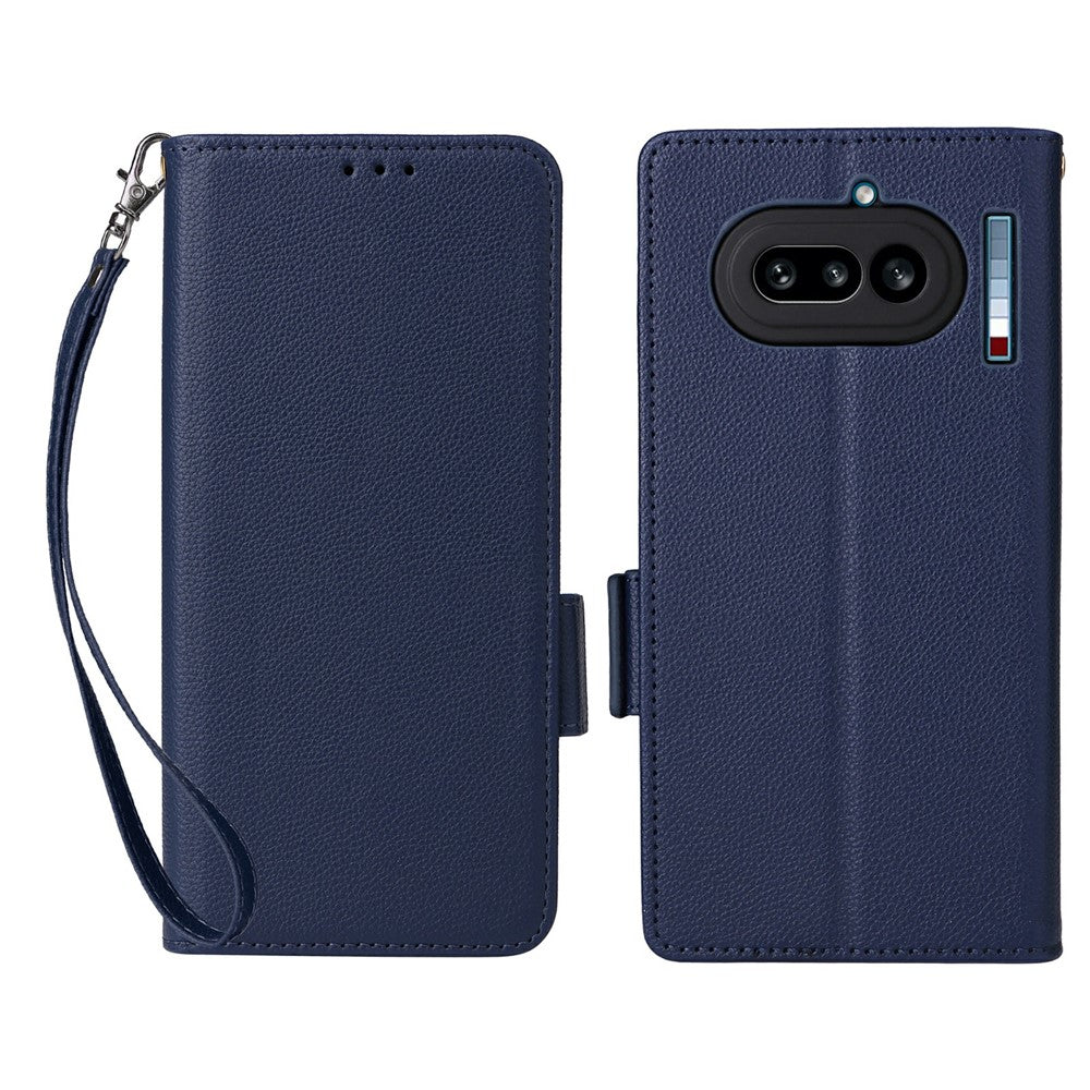 Nothing Phone (4a) Wallet-Handyhülle – Aus PU-Leder & Litschi-Textur, mit Ständer & Tragegurt