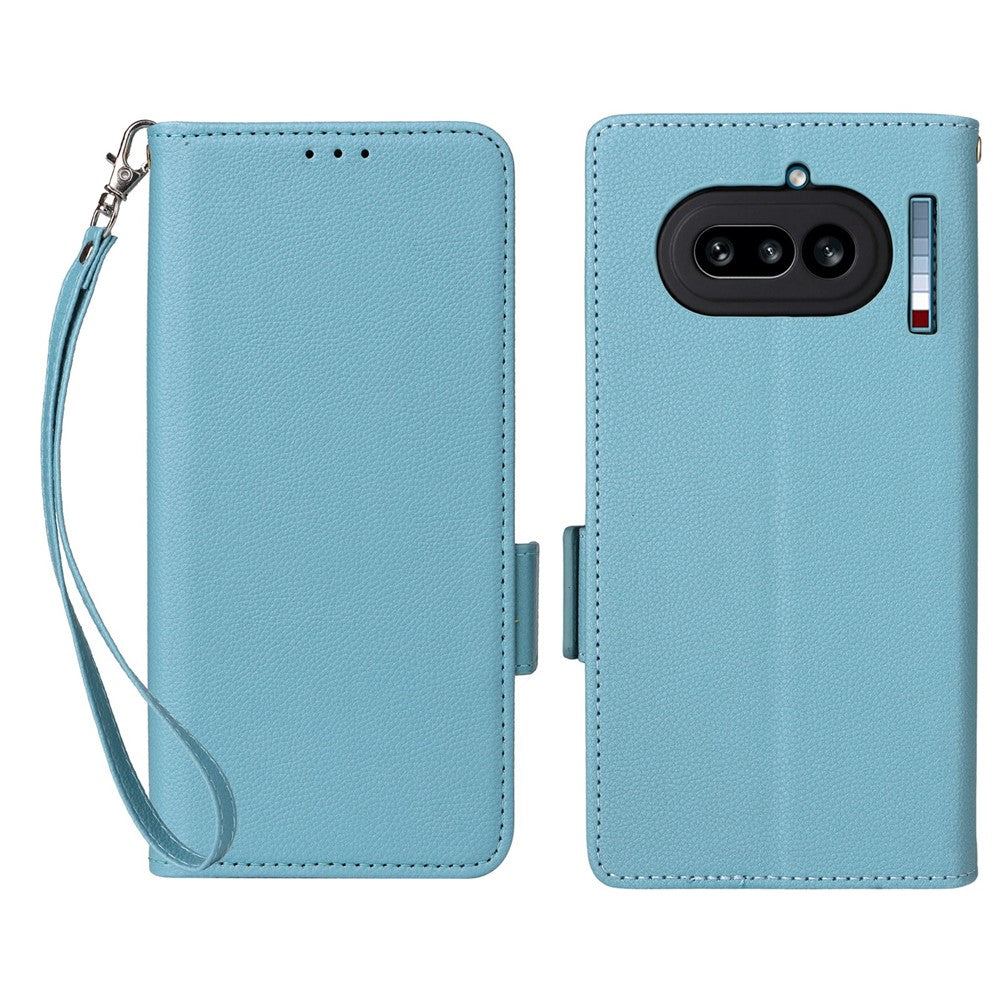 Nothing Phone (4a) Wallet-Handyhülle – Aus PU-Leder & Litschi-Textur, mit Ständer & Tragegurt