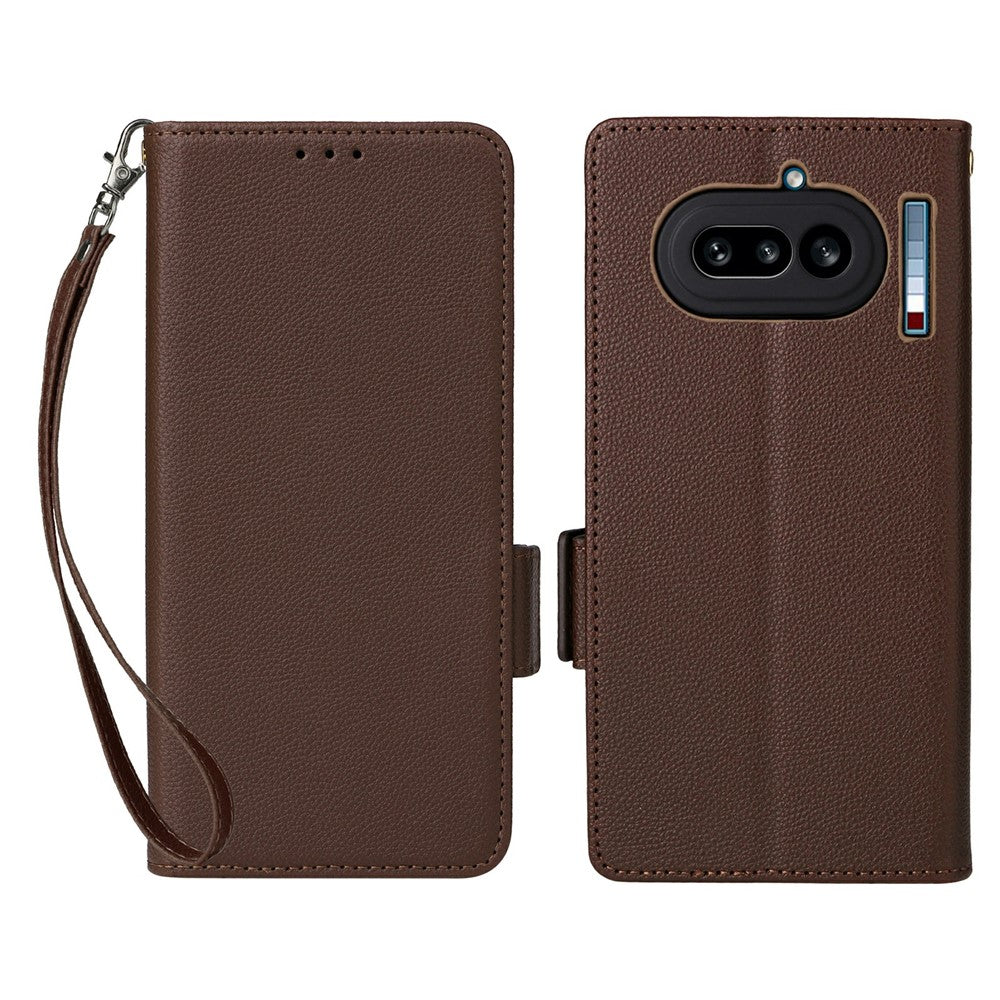 Nothing Phone (4a) Wallet-Handyhülle – Aus PU-Leder & Litschi-Textur, mit Ständer & Tragegurt